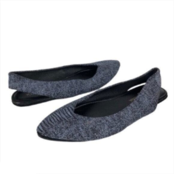 Yosi Samra Blue & Grey Pointy Toe Slingback Casual Everyday Flats 8 - Picture 1 of 9